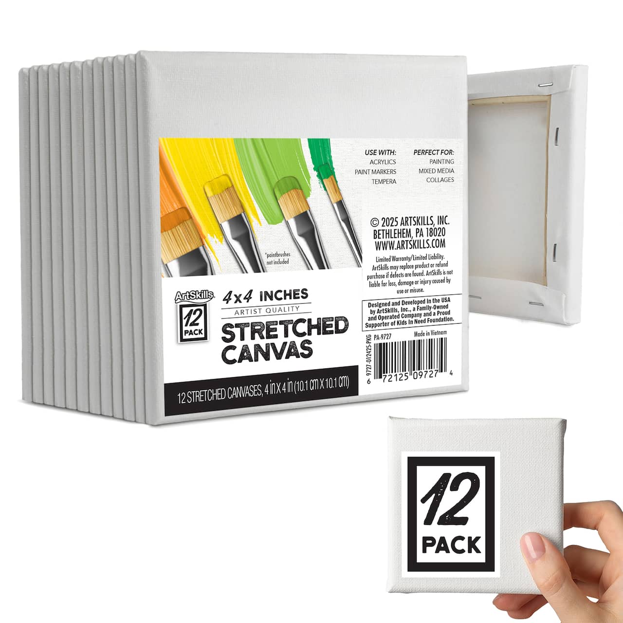 ArtSkills® 4" x 4" Stretched Painting Canvas, 12ct.